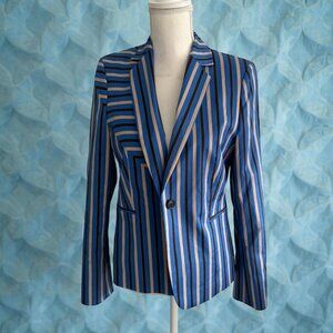 AKRIS PUNTO Blue Pinstriped Blazer Jacket Size US 8